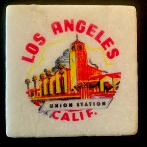 Brand new vintage LA Union Station marble coaster.